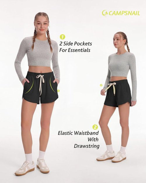 Campsnail Sweat Shorts for Women - Comfy High-Waisted Athletic Shorts for Running & Gym | Black