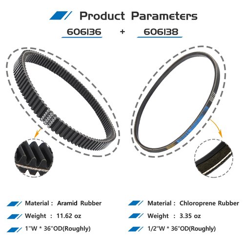 Tuntrol Starter/Generator & Drive Belt Kit fit for EZGO 2008+ RXV, TXT, Workhorse Golf Carts with Kawasaki engine, 606136 & 606138