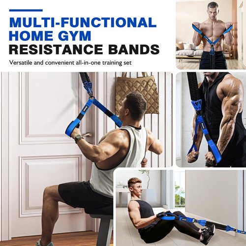 Ayombo Home Gym Workout Equipment, Heavy Resistance Bands with Handles, Door Anchor, Tricep Rope Pull Down Attachment for Triceps, Biceps, Arms,Chest,Back Exercise, Best Replacement for Cable Machines