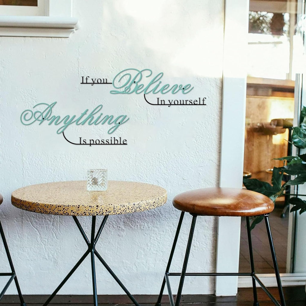 Resama Wall Art Decor - Inspirational Metal Quotes | "Believe in Yourself" | 2 Pcs Colorful Design