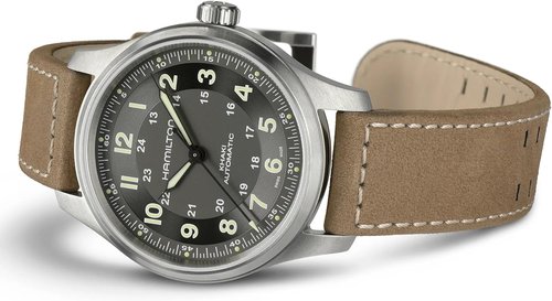 Hamilton Khaki Field Titanium Automatic Men's Watch - 42mm Swiss Made, Black Dial, 100m Waterproof, Leather Strap
