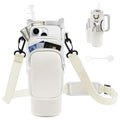 JEBEALUO Water Bottle Carrier Bag with Phone Pocket for Stanley Cup 40/30 oz, Water Bottle Holder with Adjustable Strap& Straw Cover, Stanley Cup Accessories (White)