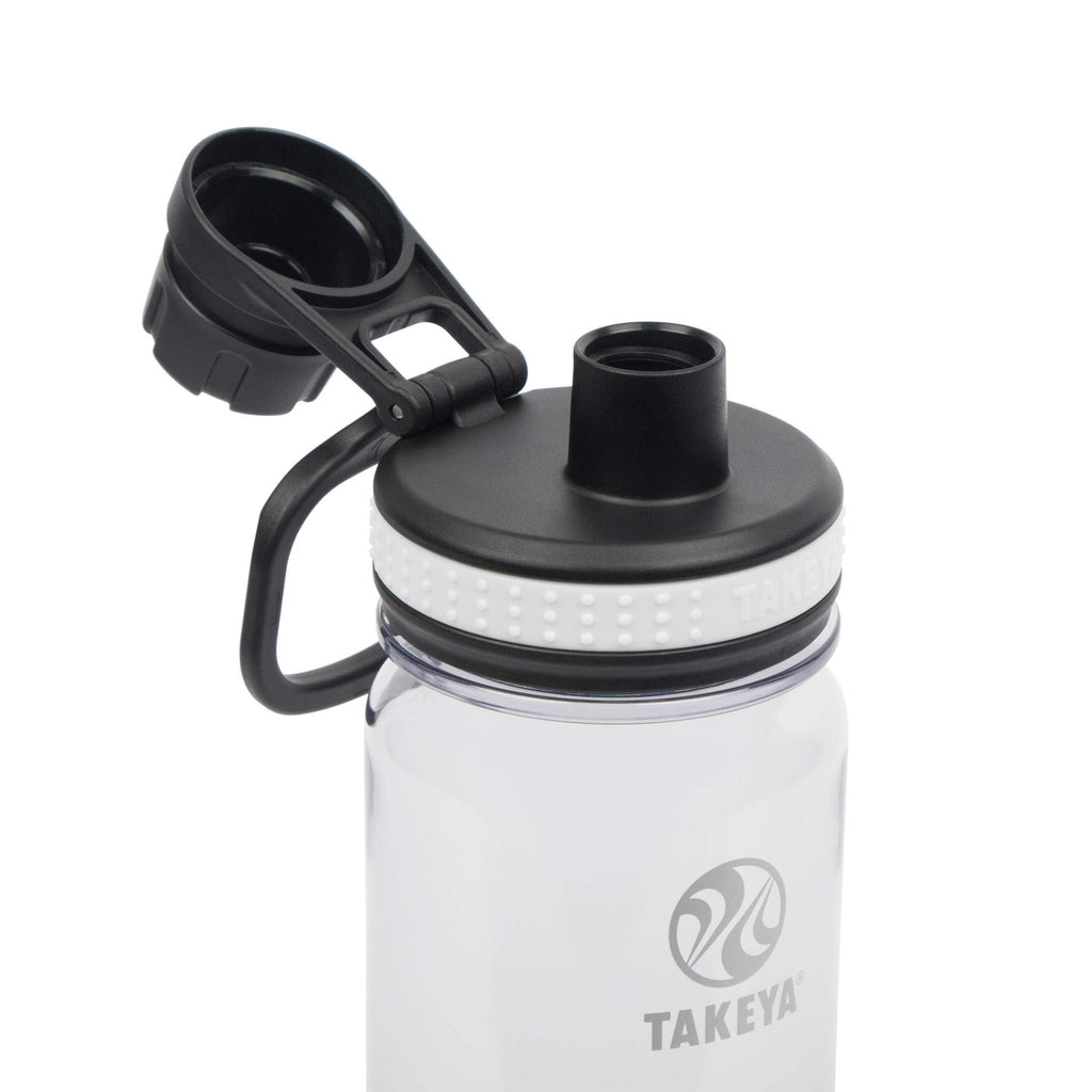 Takeya Tritan Sport Water Bottle with Spout Lid - BPA-Free & Dishwasher-Safe Water Bottle - Reusable Bottle with Lid Handle - Simple Leak-Proof Water Bottle - 24 oz, Clear