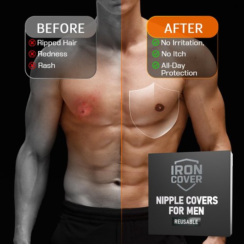 Iron Cover Reusable Nipple Cover for Men - Anti-Chafing Gyno Silicone Guards - Ideal for Gynecomastia and Comfort - Seamless Invisible Design for Sports, Exercise, Everyday Use