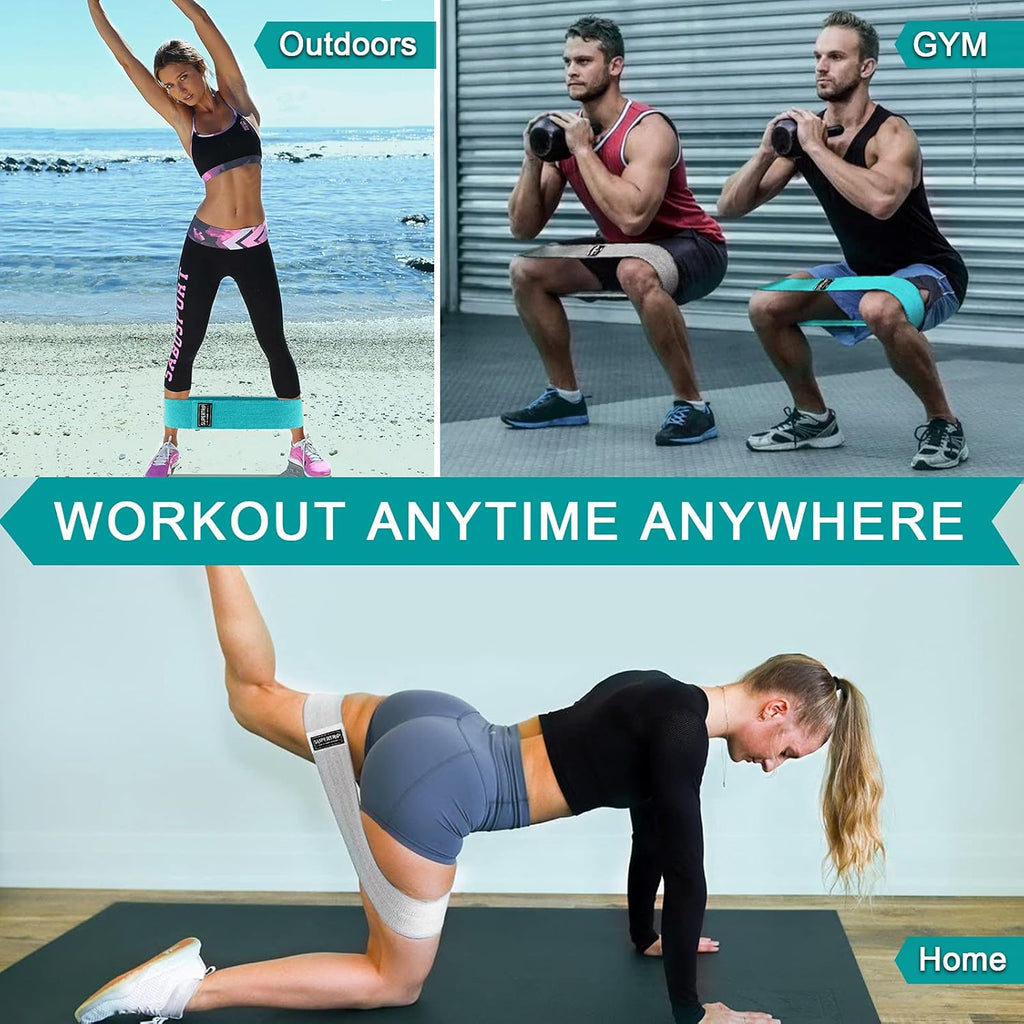 Supertrip Fabric Resistance Bands - Non-Slip Booty Bands Set for Legs & Butt | Elastic Workout Bands