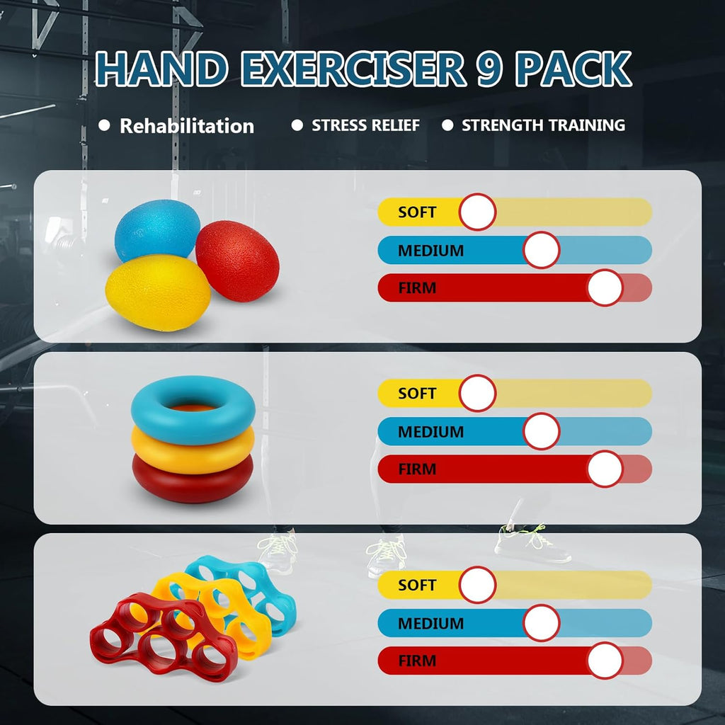 Skiennix 13 PCS Grip Strength Trainer Kit - Hand Gripper & Forearm Strengthener for Muscle Building & Recovery