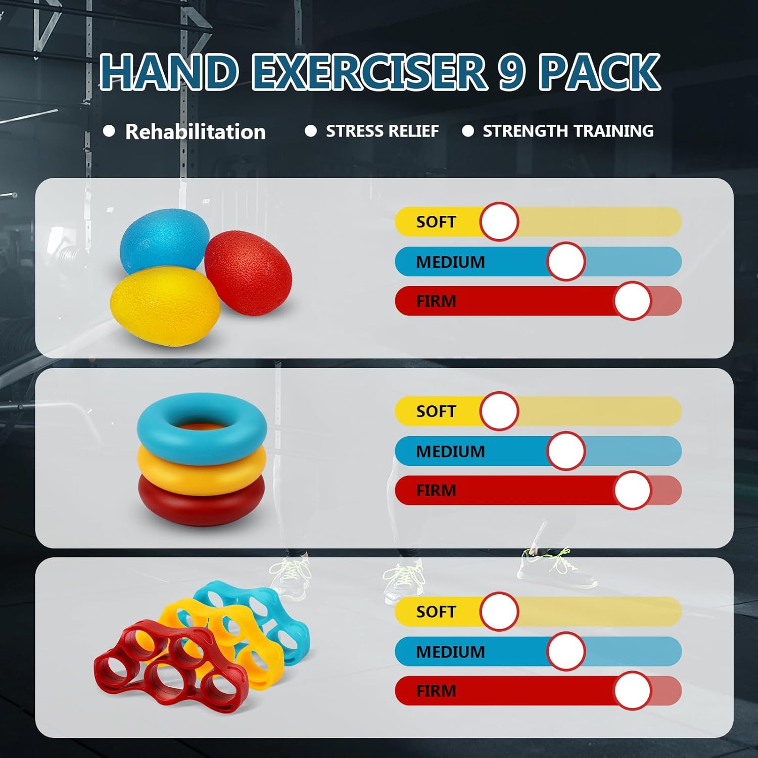 Skiennix 13 PCS Grip Strength Trainer Kit - Hand Gripper & Forearm Strengthener for Muscle Building & Recovery