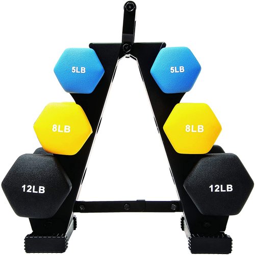 BalanceFrom Neoprene Dumbbells, 3 Pair Hand Weights Set with Stand, 50 Lb, Multi-Color