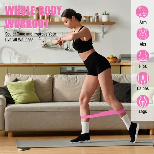 Deekin 20 Pcs Resistance Bands Resistance Loop Exercise Bands Exercise Equipment Elastic Drag Ring for Women and Men Home Fitness, Gym, Yoga(25-30 Lbs,Pink)