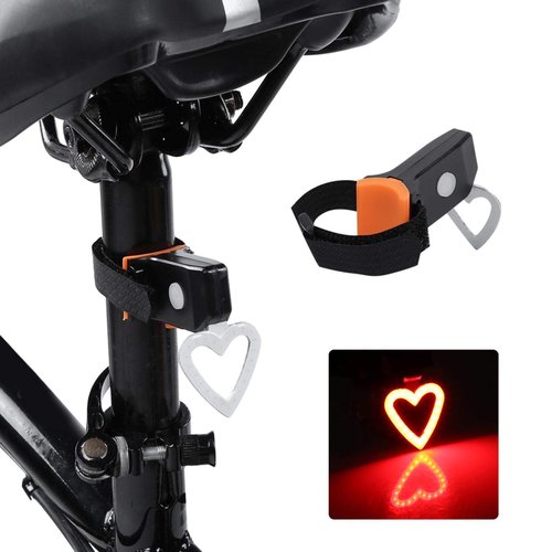Bike Tail Light, Night Riding Lights 5 Modes Bike Rear Light USB Charging LED Tail Light Waterproof Rear Lamp Red for Bicycle, Bicycle Tail Light(Heart)