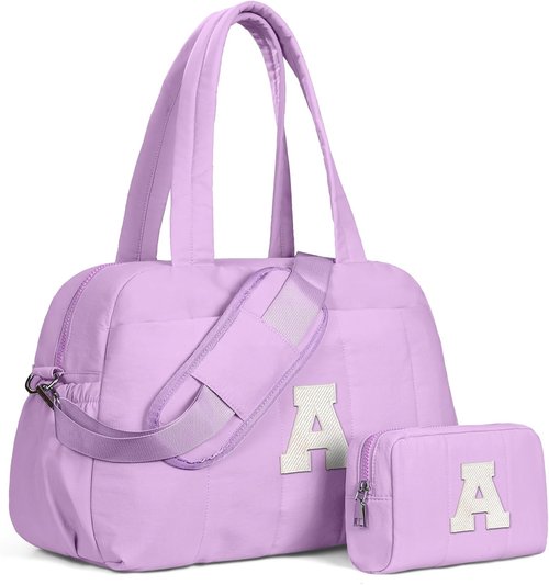 Gifts for 11 Year Old Girl-Initial Duffle Bag, Women Travel，Birthday Gift for Mom-Overnight Bag with Wet Pocket，Lightweight Travel Bags Personalized Gym Tote with Makeup Pouch-Girls Stuff