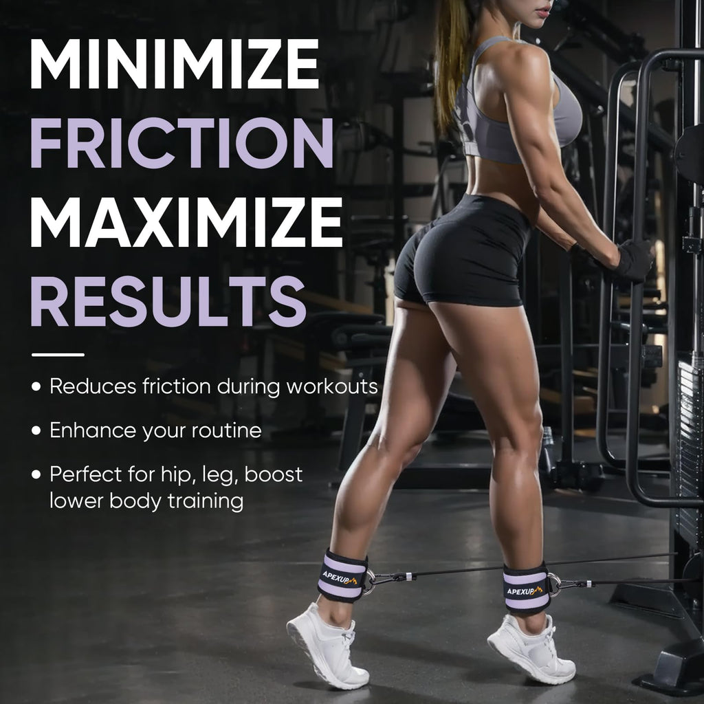 APEXUP Ankle Strap for Cable Machine, Ankle Resistance Bands, Cable Kick Back Ankle Straps for Gym, Glute Workouts, Leg Extensions, Adjustable Straps with Neoprene Padding (Single, Pastel Purple)