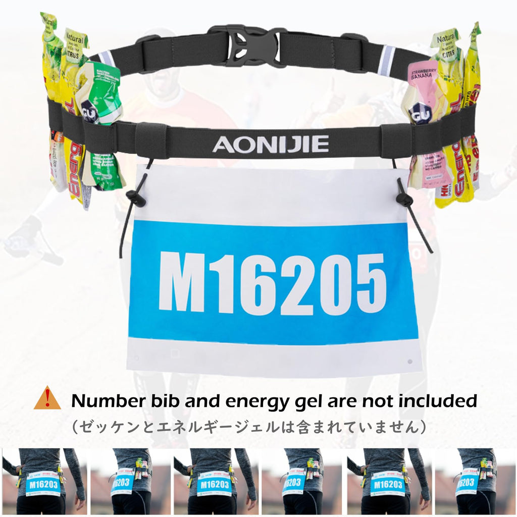 TRIWONDER Running Bib Holder Race Belt Runner Bib Strap Race Number Belt for Triathlon, Marathon, Running, Cycling (Black - 2 Pack)