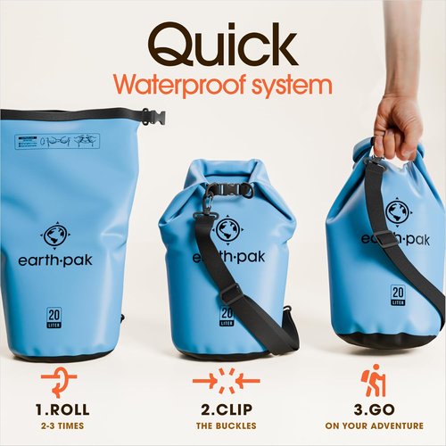 Earth Pak Waterproof Dry Bag - Roll Top Backpack Keeps Gear Dry | Includes Waterproof Phone Case