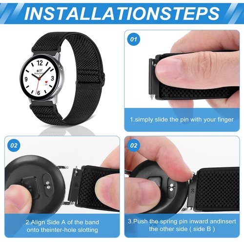 Relting Compatible with 16mm 18mm 19mm 20mm 22mm 24mm Watch Bands Quick Release Replacement Wristband,Adjustable Stretchy Nylon Solo Loop Straps Fabric Braided Sport Elastic Bands for Men Women
