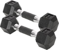 Yes4All Hex Dumbbells - Chrome/Rubber Grip Hand Weights with Anti-Slip Design | 10-30 LBS Pair