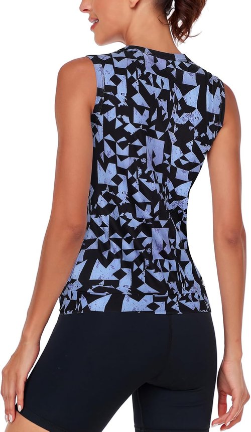 LURANEE Women's Athletic Tank Tops - Quick Dry Yoga Crop Sleeveless Shirt with Sun Protection
