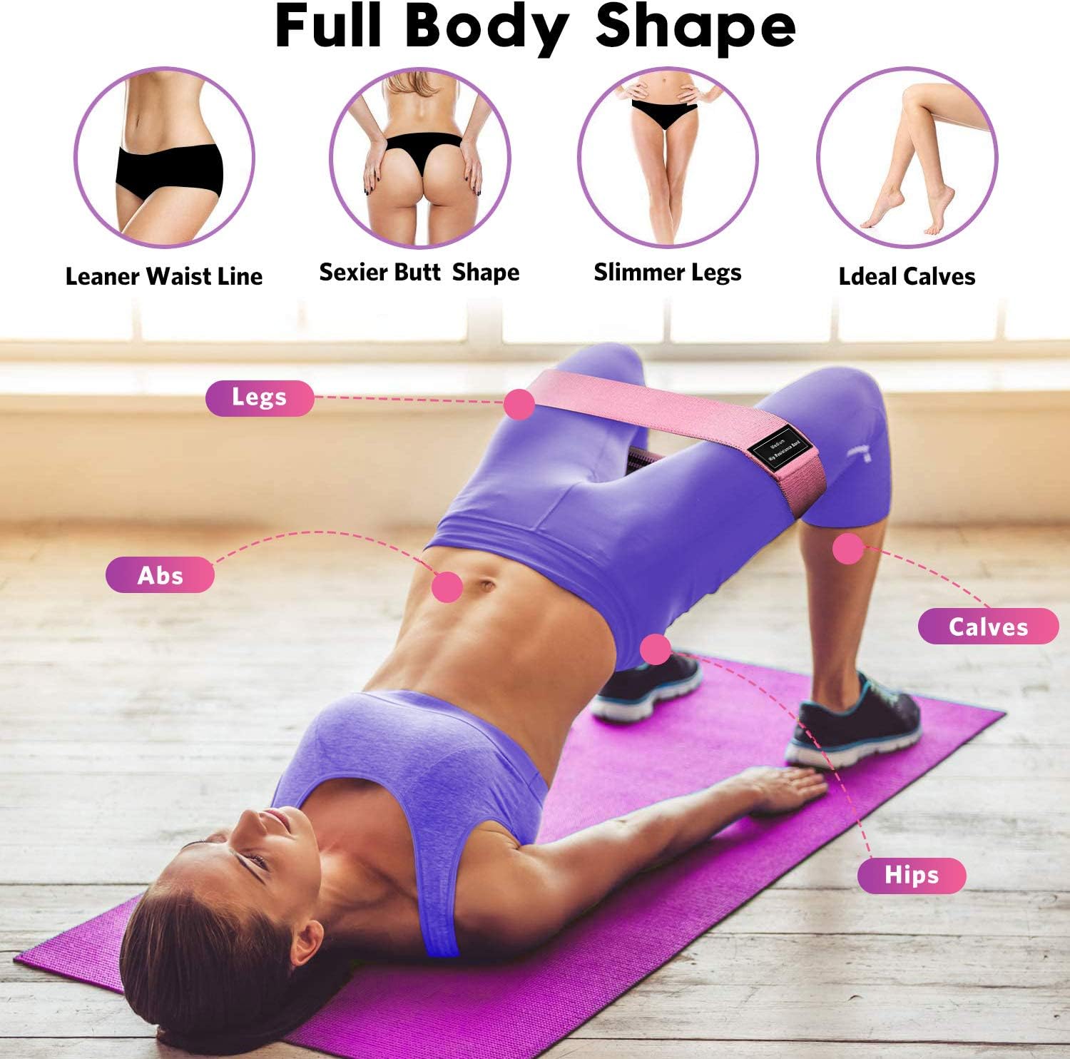 Skiennix Resistance Bands Set - 8-Piece Workout Bundle with 5 Latex & 3 Fabric Booty Bands