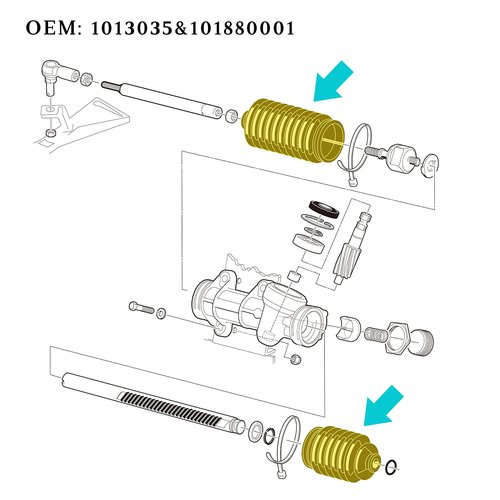 10L0L Golf Cart Steering Rack & Pinion Dust Boot for Club Car DS 1997-up, Steering Gear Box Seal Bellows, Replace OEM 1013035 101880001