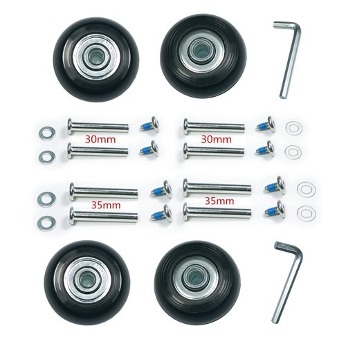 F-ber Luggage Suitcase Wheels with ABEC 608zz Bearings, 45mm Inline Outdoor Skate Replacement Wheels, Set of 4 (Black, OD45mm x H18mm x ID6mm/1.77" x 0.7" x 0.24")