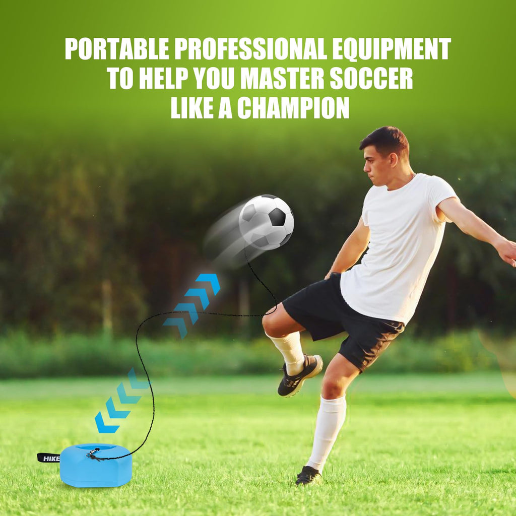 Hikeen Soccer Training Set with Metal Base Portable Solo Trainer Equipment with Rebound Ball-Popular Soccer Gift,Socce Skills Practice Aid for Outdoors Indoor Blue