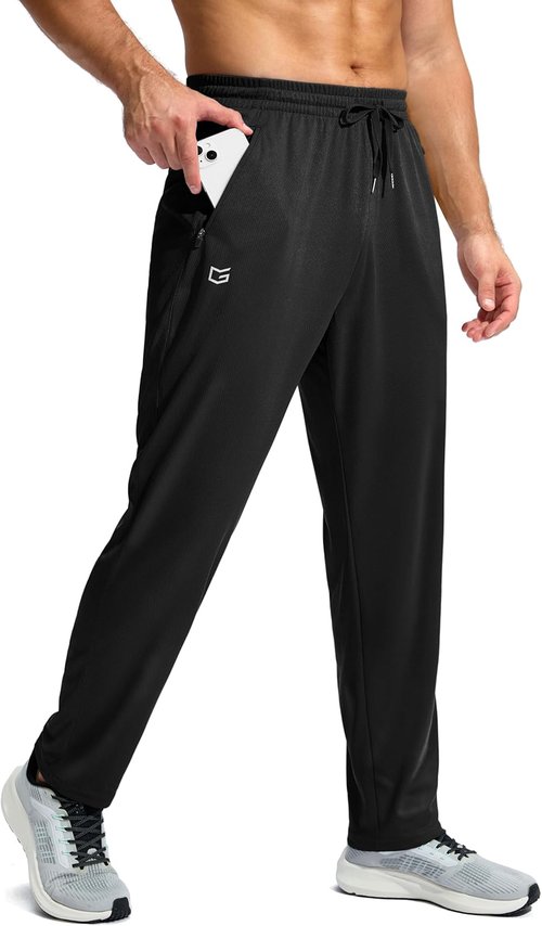 G Gradual Men's Athletic Sweatpants - Lightweight Mesh with Zipper Pockets for Gym & Running