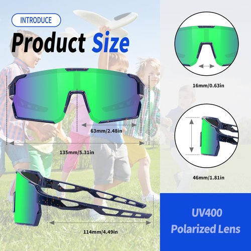 YDAOWKN Kids Sunglasses Youth Baseball Sunglasses Boys Girls Softball Cycling UV400 Protection Sports Goggles