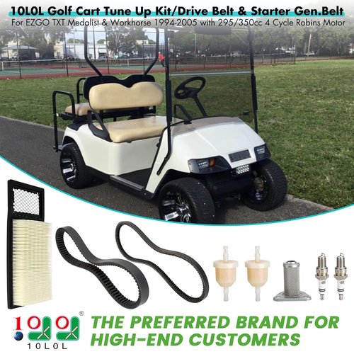 10L0L Golf Cart EZGO Tune Up Kit with Drive Belt & Starter Gen.Belt for EZGO TXT Medalist 1994-2005 with 295/350cc 4 Cycle Robins Motor