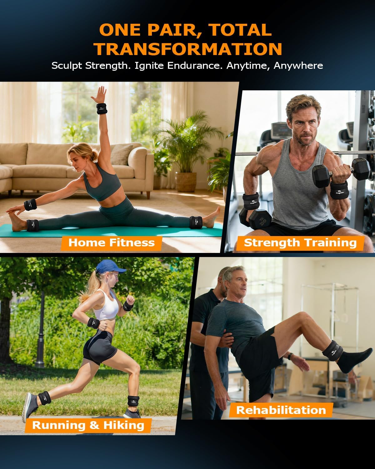 Skiennix Ankle Weights - Comfortable 1/2/3/4/6/8/10 LBS for Fitness, Dance & Physical Therapy