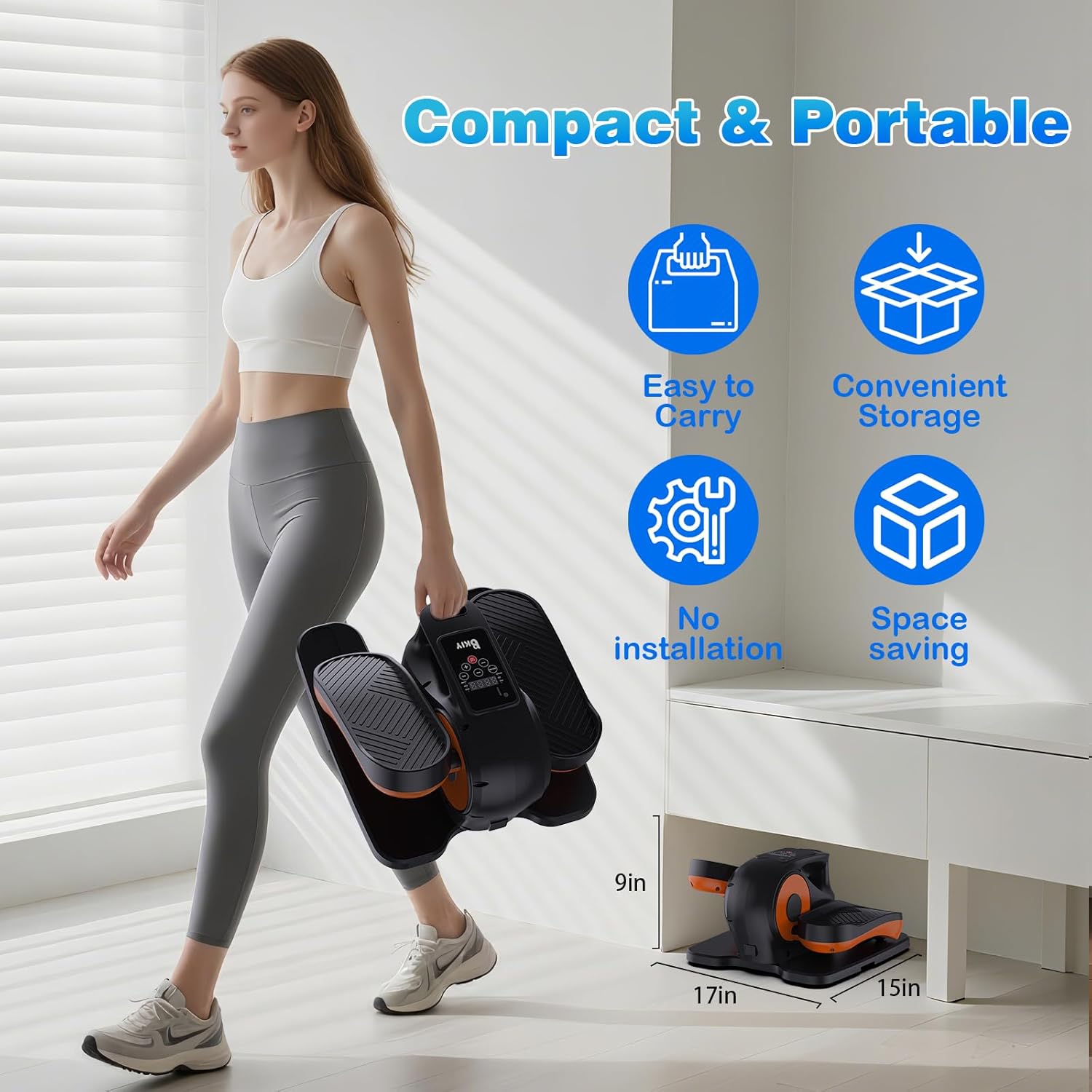 Under Desk Elliptical Machine - Electric Mini Elliptical for Home Exercise | 12-Speed Touch Screen & Remote Control