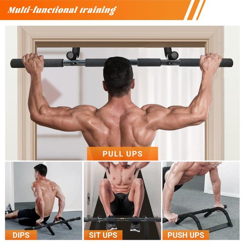 ENERGI CORE Pull Up Bar for Doorway | No-Screw Chin Up Bar with Multi-Grip Foam Handles | Heavy-Duty Home Gym Strength Training Equipment | Upper Body Workout Bar for Standard Door Frames