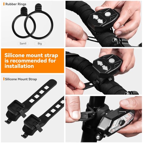 Hcikoat Bike Tail Light with Turn Signals USB Rechargeable Bike Turn Signals 120 Lumens Ultra Bright LED Turn Signals for Bicycle 5 Mode with 10PCS Safety Reflective Tape for Cycling Electronics