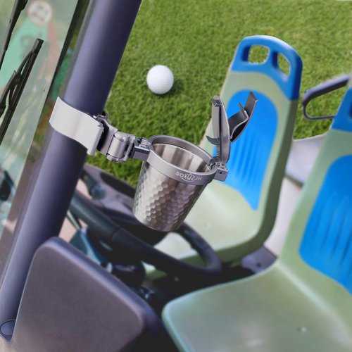 Cigar Holder for Golf Cart Multi-Functional Golf Cigar Holder,Golf Cart Cigar Holder Clip Golf Cigar Holder With Lid Cup Holder Can Lock the Odor and Dust, Cigar Holder Mountable 20-70 Ring Diameter