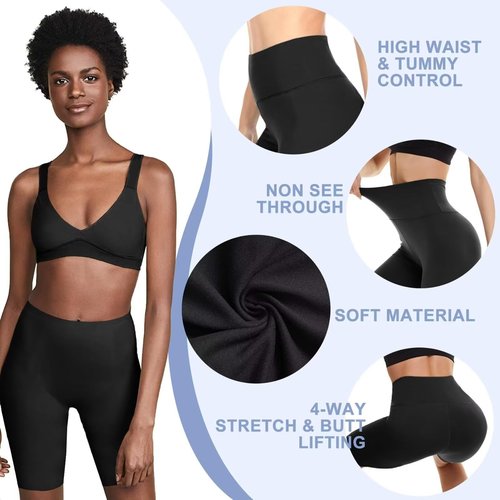 5 Pack Biker Shorts Women - 5"/8" High Waist Spandex Workout Yoga Running Athletic(Black*5,2X_Large)