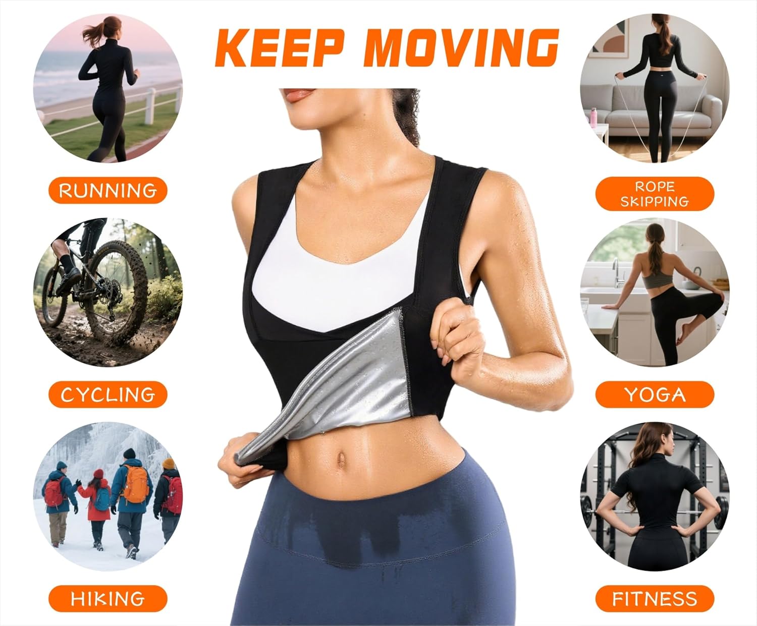 Skiennix Women's Sauna Sweat Vest | Breathable Dual-Zone Waist Trainer for Yoga & Fitness