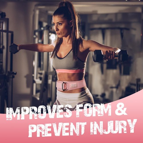 WKWE Lifting Belt Women (4 Inch Wide) Self-Locking Weightlifting Belt for Ladies Gym Cross Training, Bodybuilding, Deadlifts, Squats Power Lifting- Adjustable Olympic Lifting Lower Back Support