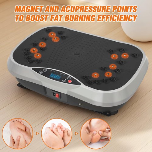 ALSO GO Vibration Plate Exercise Machine, 6 Workout Modes & 120-Level Full Body Workout Vibrating Plate for Lymphatic Drainage Weight Loss, 400lbs Capacity Shake Fitness Platform with Resistance Bands