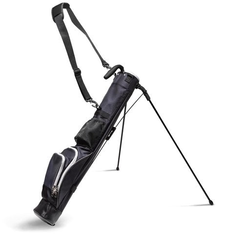 Sunday Stand Bag | Lightweight Carry Golf Bag with Speed Handle, Padded Strap, and Pocket for Driving Range, Par-3, and Executive Courses (Black)