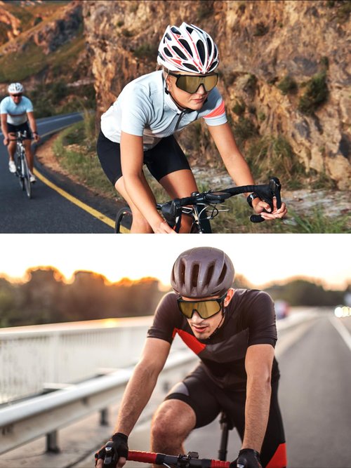 Excoutsty Polarized Sports Sunglasses for Men Women,UV400 Sports Windproof Cycling Sunglasses with 3 Interchangeable Lenses (Yellow)