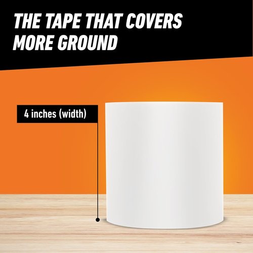 Gorilla Waterproof Patch & Seal Tape - 4" x 10' White Tape for Permanent Weather-Resistant Repairs
