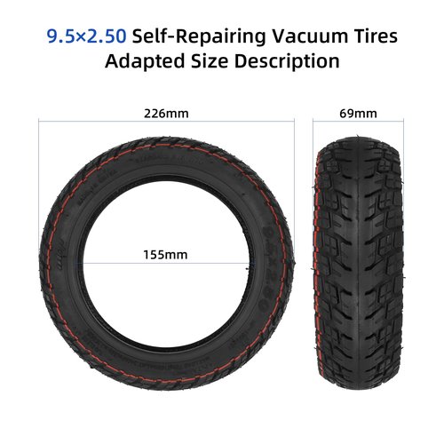 ulip 9.5x2.5 Tubeless Tire with Built-in Live Glue Repairable for Niu KQI3 Electric Scooter 9 inch tubeless tire with vavle Scooter Accessories 2PCS