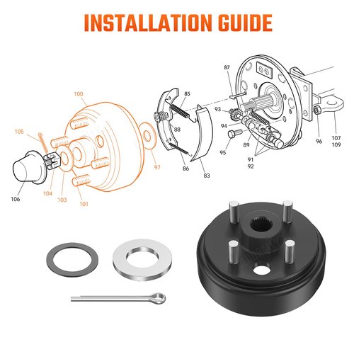 CLUBRALLY Golf Cart Brake Drum Kit with Large Hole Fine Splined, Fits 1991-Up Gas EZGO and 1996-Up Columbia, OEM#21807-G1, 41843-94 (2 PCS)