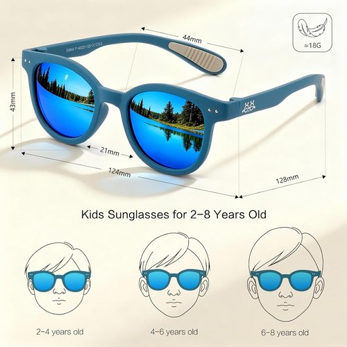 EYEBUDDY Kids Polarized Sunglasses - UV Protection for Boys & Girls Age 2-8 | Stylish & Durable