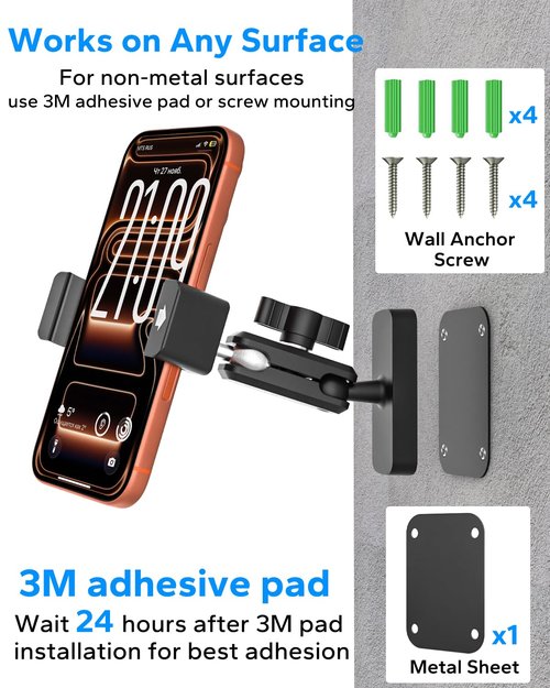 GDZN Alloy Magnetic Phone Holder, [Strong N56 Magnet] 360° Adjustable Magnetic Phone Mount for Gym/Golf Cart/Tractor/Forklift/Boat/Fridge/Metal Surface, Fit for iPhone 17 16 15, Galaxy, 4-7" Phone