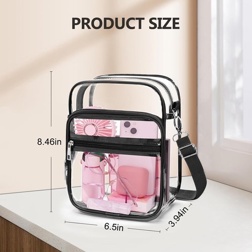 Blvornl Clear Crossbody Bag - Adjustable Shoulder Strap, Stadium Approved PVC Messenger Bag