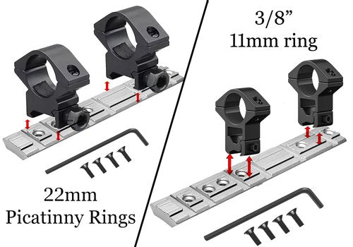 GOTICAL 10/22 Weaver and 3/8" Dovetail Mount Dovetail Predrilled Receiver Rail Mount Adapter (Silver)
