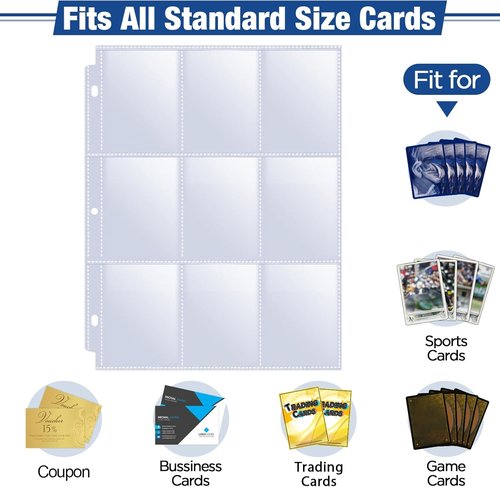 Fabmaker 648 Pockets Trading Card Sleeves - Durable Double-Sided Binder Sheets for MTG & Baseball