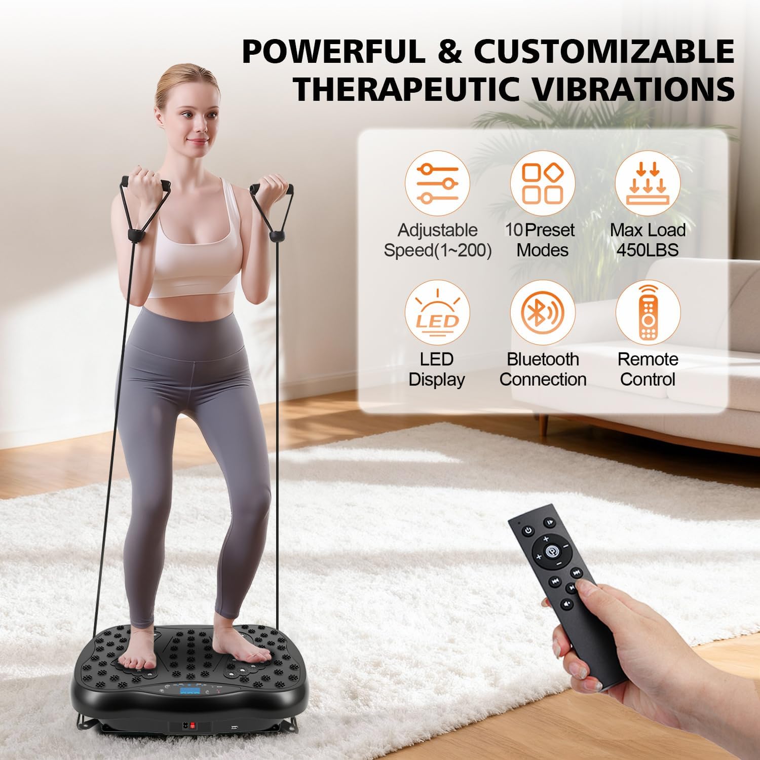 Skiennix Vibration Plate Exercise Machine - 10 Auto Modes & 200 Levels for Weight Loss | 450lbs Capacity