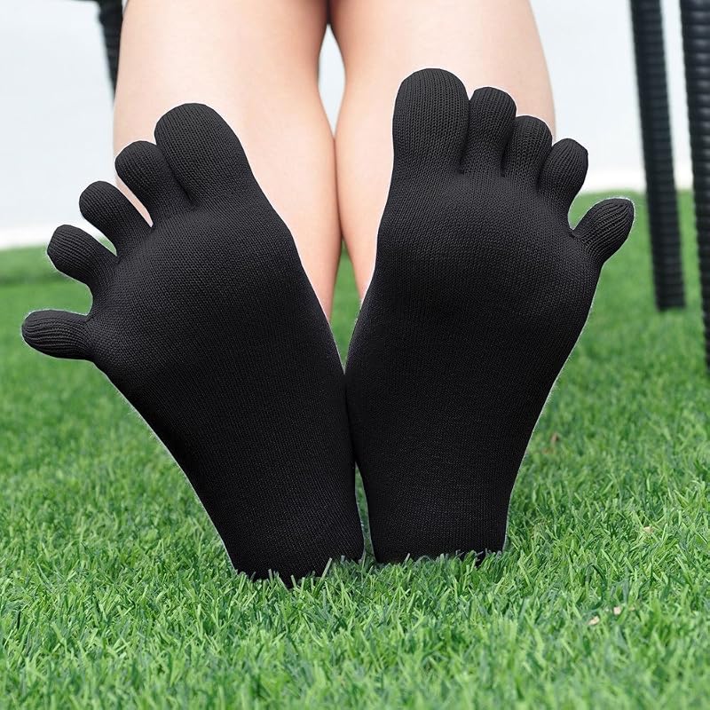 No Show Toe Socks Women 6 Pack - Low Cut Five Fingers Cotton Boat Socks