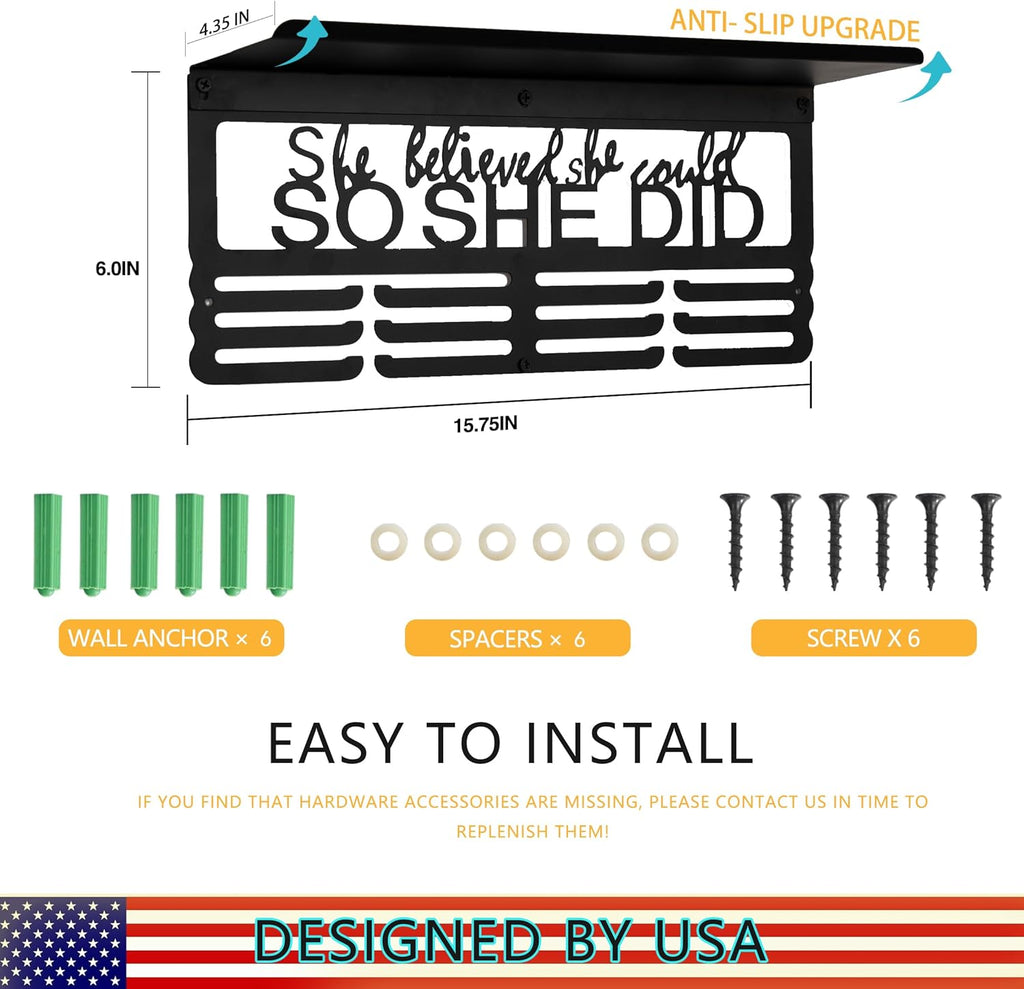 Personalized Medal Display Rack - Custom Metal Hanger for 70+ Awards | Easy Installation for Sports Recognition